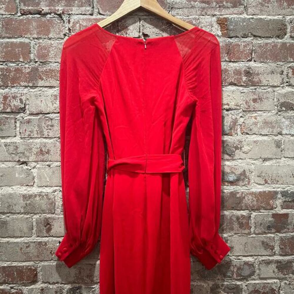 Badgley Mischka Red Bow Crepe Dress Size 2 - Picture 6 of 10